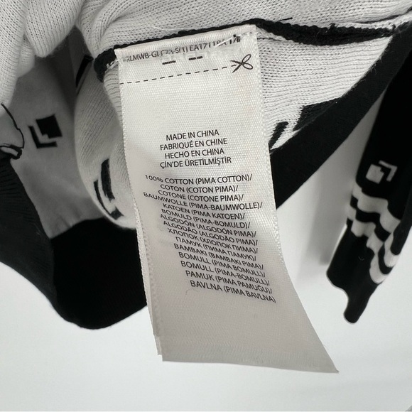 Polo Golf Ralph Lauren Large V-Neck Pullover‎ Sweater Black Whit Print Cotton - Picture 9 of 13